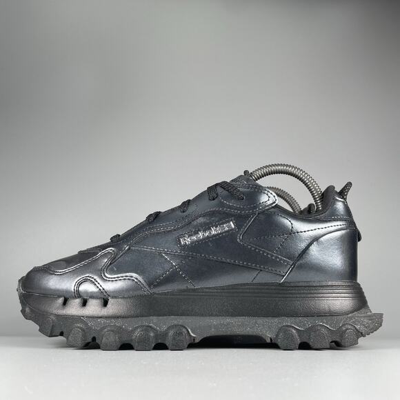 Reebok Classic Leather x Cardi B Black Dark Silver 2021 Women 8.5 Casual Sneaker - Picture 1 of 9